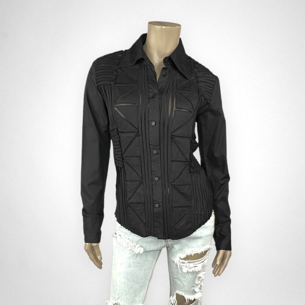 Vintage‎ 90s OBSTINEE  Black Long Sleeve Top 6